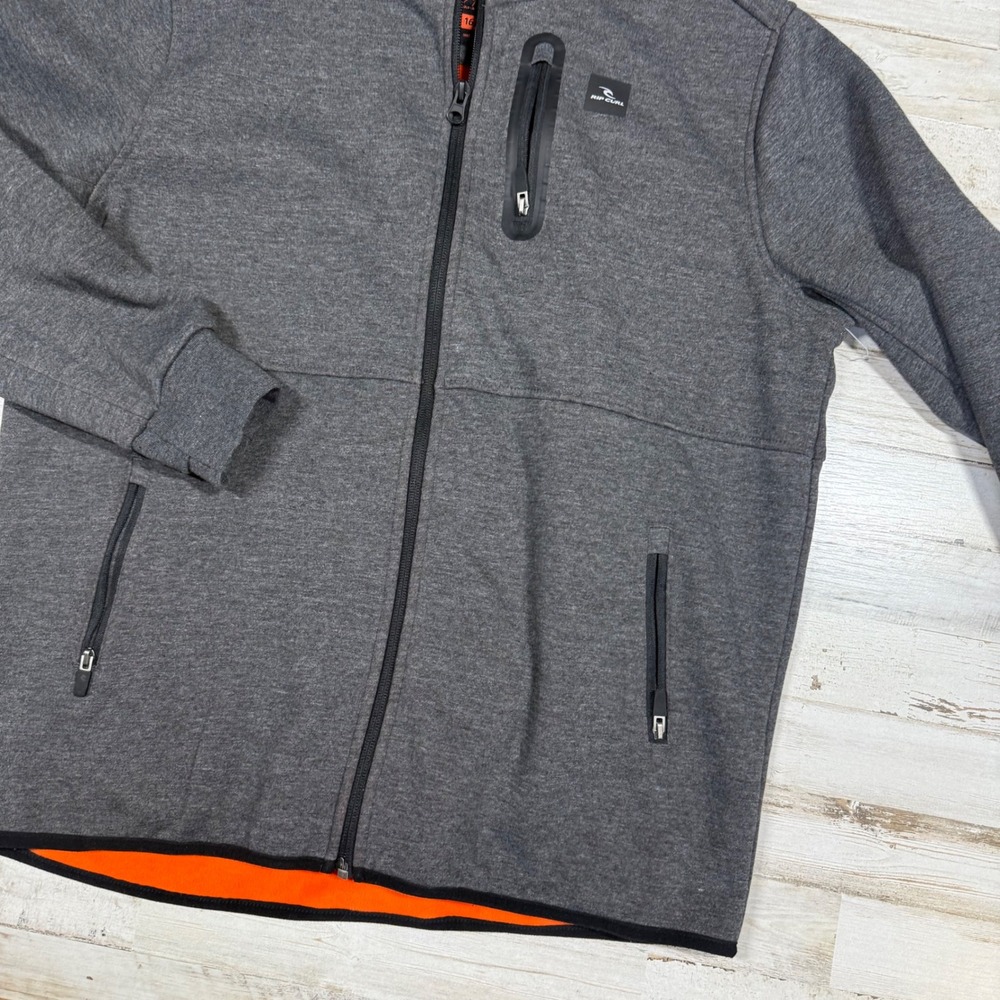 NWOT Rip Curl Departed Anti Series Fleece Hoodie Jacket‎ Dark Gray Size 16 XL - Picture 2 of 11